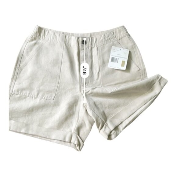 Liz Claiborne casual high waist Shorts 10 pockets zip button linen/cotton gray - Picture 7 of 12